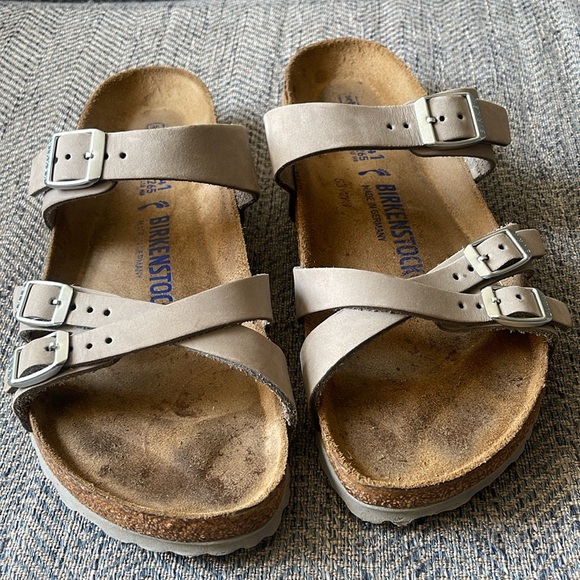 Birkenstock Franca Soft Footbed Nubuck Gray Leather Sandals Size: L10 M8 main image 11